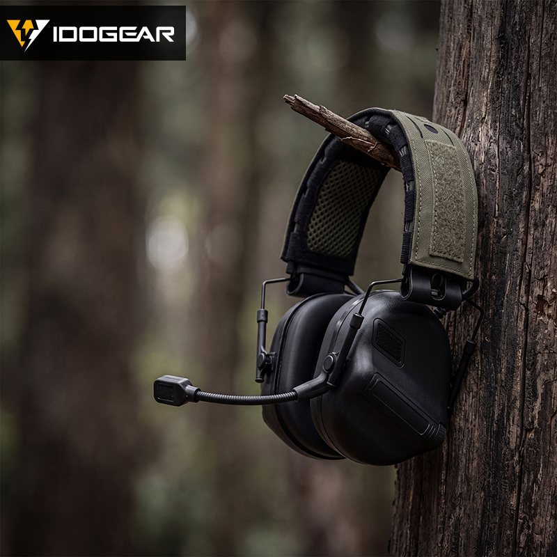 IDOGEAR Headset Cover Adjustable Headband Sleeve with MOLLE Slots Hook and Loop Patch Panel 3967