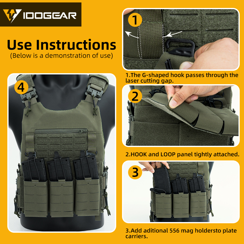IDOGEAR KTAR Front Flap Triple Mag Pouch Tactical Laser Cut Design 35100