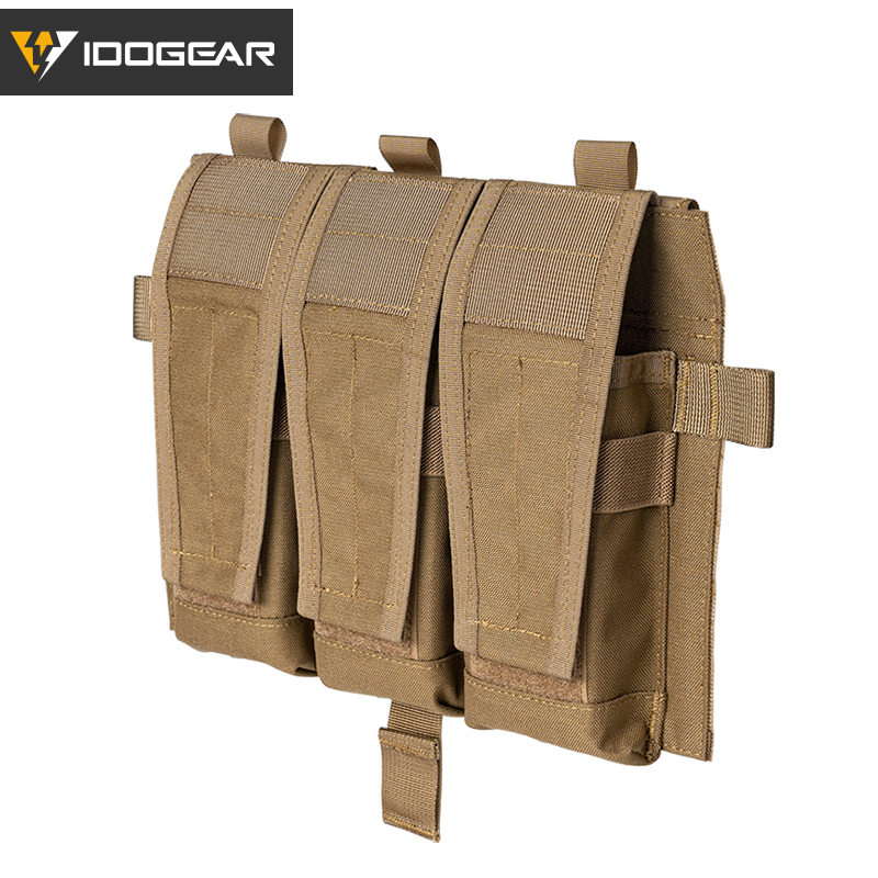 IDOGEAR Detachable Flap Flat Triple Mag Pouch 5.56 M4 MOLLE Panel Airsoft Ammo Pouch Tactical Equipment 35106-IDOGEAR INDUSTRIAL