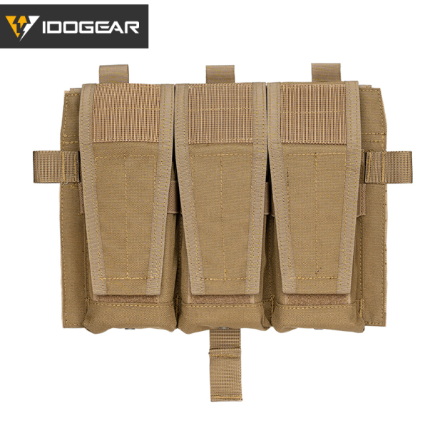 IDOGEAR Detachable Flap Flat Triple Mag Pouch 5.56 M4 MOLLE Panel Airsoft Ammo Pouch Tactical Equipment 35106-IDOGEAR INDUSTRIAL