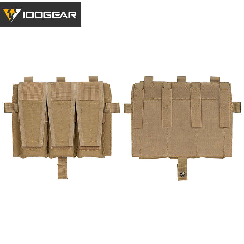 IDOGEAR Detachable Flap Flat Triple Mag Pouch 5.56 M4 MOLLE Panel Airsoft Ammo Pouch Tactical Equipment 35106-IDOGEAR INDUSTRIAL