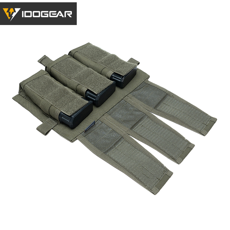 IDOGEAR Detachable Flap Flat Triple Mag Pouch 5.56 M4 MOLLE Panel Airsoft Ammo Pouch Tactical Equipment 35106-IDOGEAR INDUSTRIAL