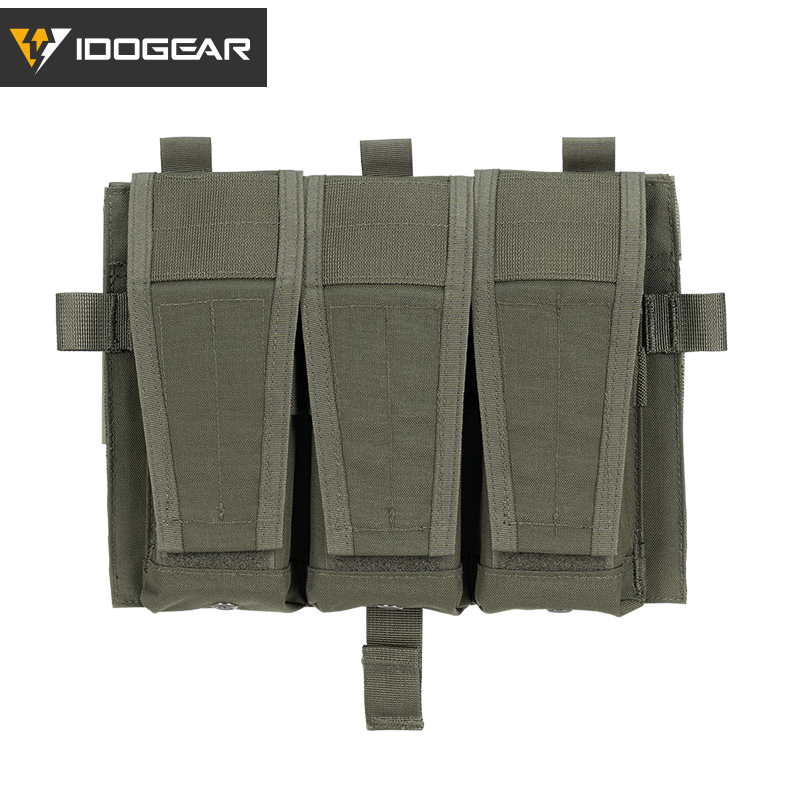 IDOGEAR Detachable Flap Flat Triple Mag Pouch 5.56 M4 MOLLE Panel Airsoft Ammo Pouch Tactical Equipment 35106-IDOGEAR INDUSTRIAL