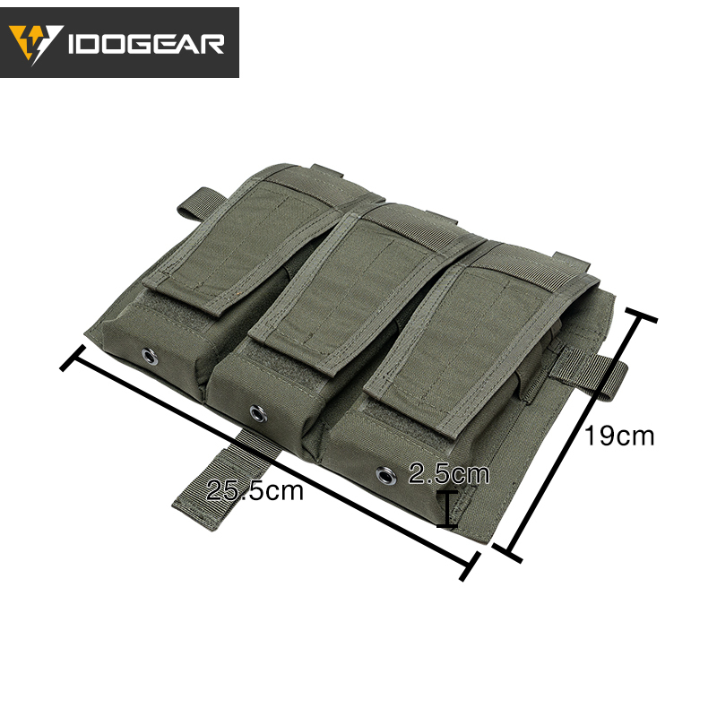 IDOGEAR Detachable Flap Flat Triple Mag Pouch 5.56 M4 MOLLE Panel Airsoft Ammo Pouch Tactical Equipment 35106-IDOGEAR INDUSTRIAL