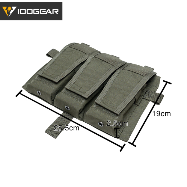 IDOGEAR Detachable Flap Flat Triple Mag Pouch 5.56 M4 MOLLE Panel Airsoft Ammo Pouch Tactical Equipment 35106-IDOGEAR INDUSTRIAL
