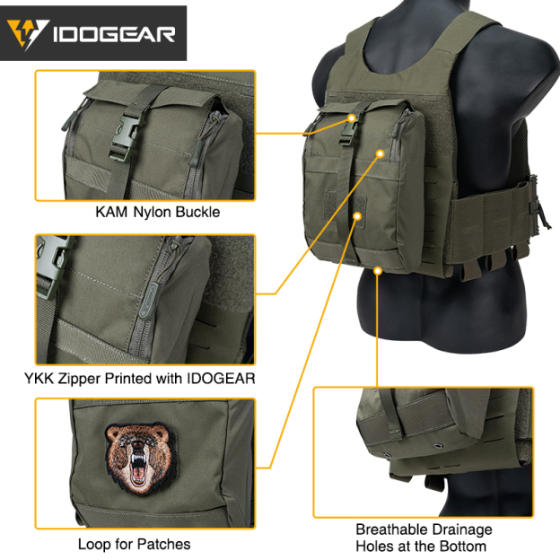 IDOGEAR GP General Bag GP Tactical Multi-Function Pouch for Tactical Vest Molle Zipper Pack Pouch Bag 500D  35109