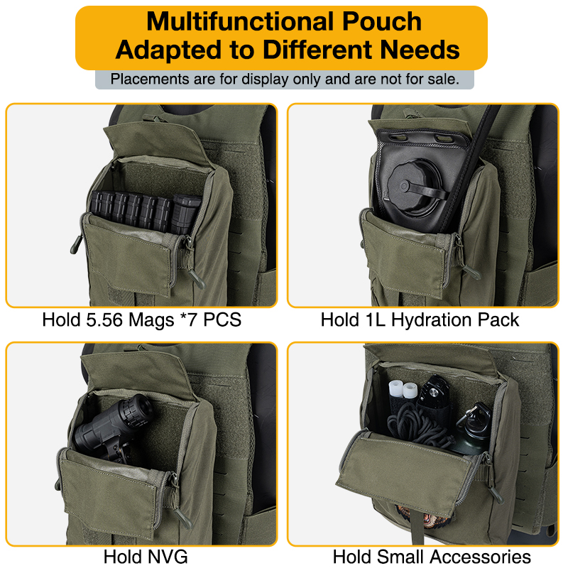 IDOGEAR GP General Bag GP Tactical Multi-Function Pouch for Tactical Vest Molle Zipper Pack Pouch Bag 500D  35109