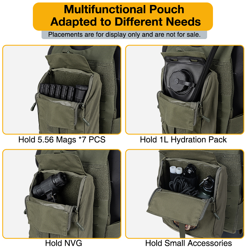 IDOGEAR GP General Bag GP Tactical Multi-Function Pouch for Tactical Vest Molle Zipper Pack Pouch Bag 500D 35109