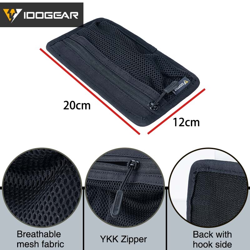 IDOGEAR Tactical Zipper Bag Compartment Pouch Inner Hook & Loop Divided Mesh Causal Pouch 35112
