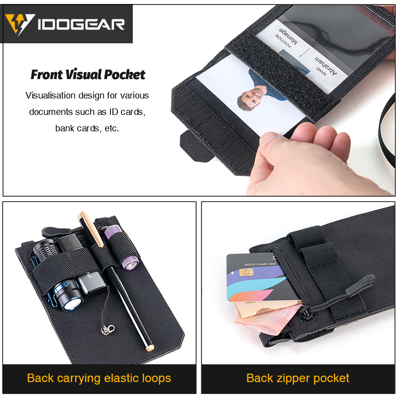 IDOGEAR Tactical ID Card Holder Credit Card Wallet Neck Lanyard ID Holder Card 35119