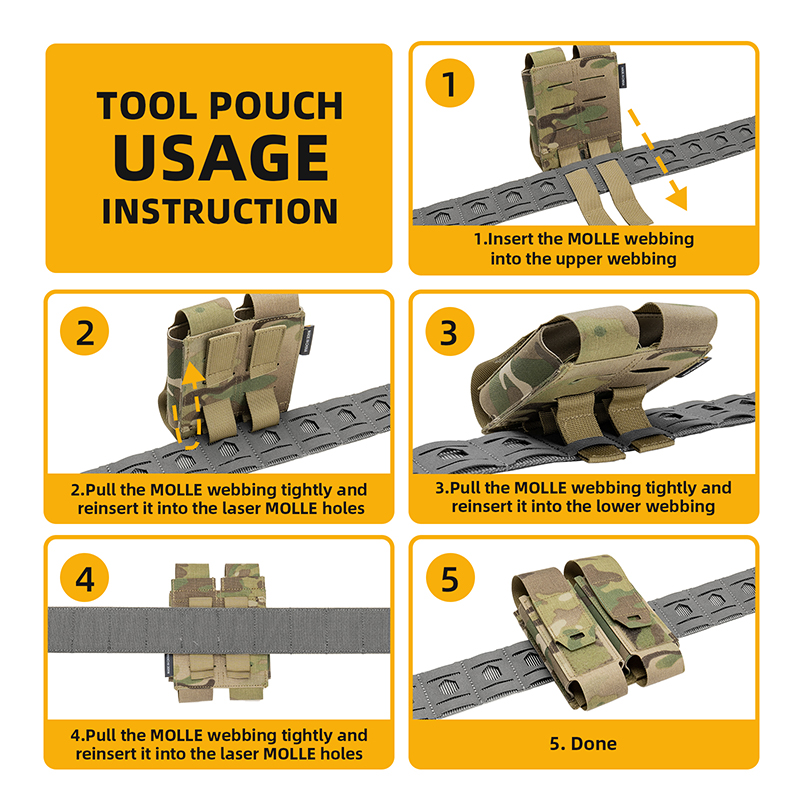 IDOGEAR Double Tool Pouch MOLLE Storage Holder Adjustable Hook&Loop for Outdoor Vest Belt Gear 35130