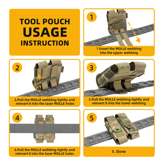 IDOGEAR Double Tool Pouch MOLLE Storage Holder Adjustable Hook&Loop for Outdoor Vest Belt Gear 35130