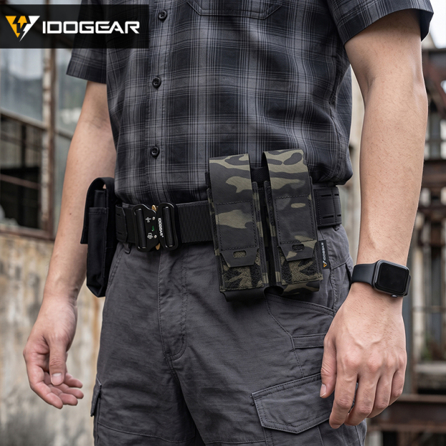 IDOGEAR Double Tool Pouch MOLLE Storage Holder Adjustable Hook&Loop for Outdoor Vest Belt Gear 35130