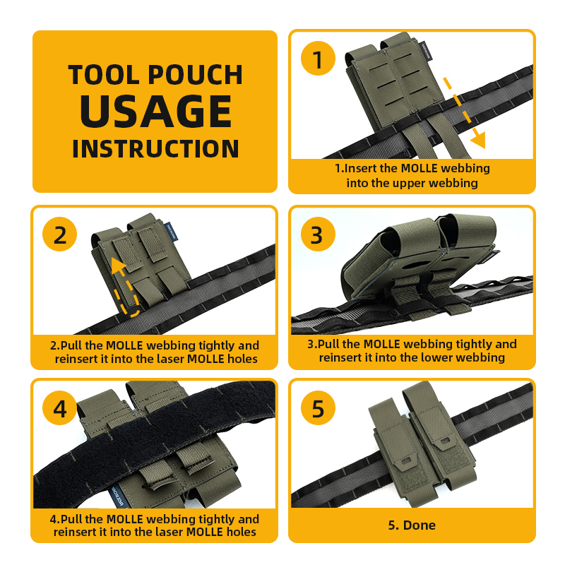 IDOGEAR Tactical Pouch Double MOLLE Belt Bag Detachable Flip-top Pouch 35130