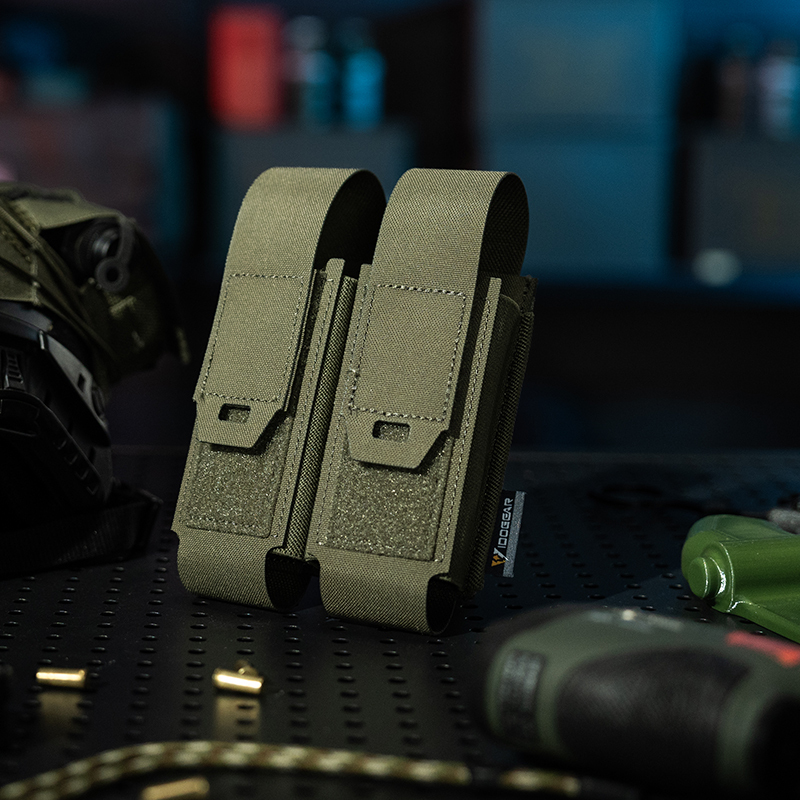 IDOGEAR Tactical Pouch Double MOLLE Belt Bag Detachable Flip-top Pouch 35130