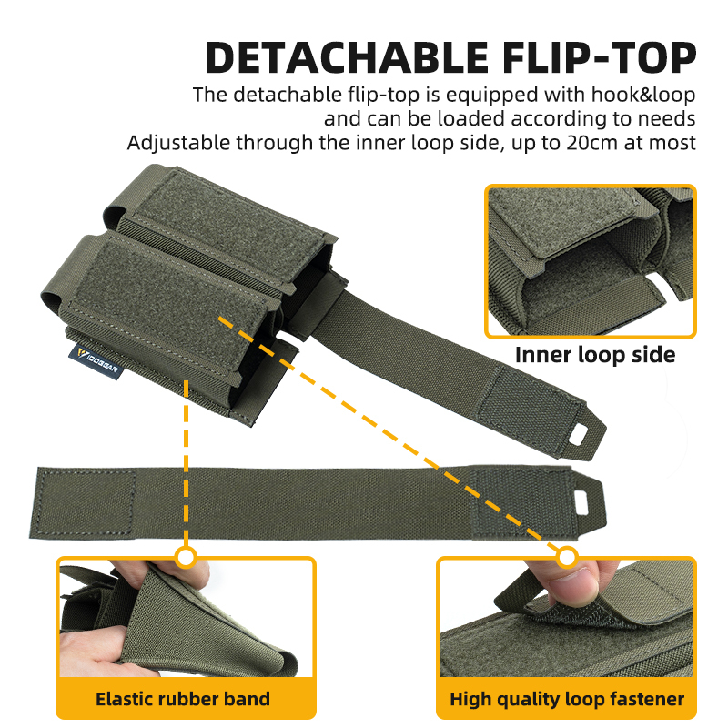 IDOGEAR Tactical Pouch Double MOLLE Belt Bag Detachable Flip-top Pouch 35130