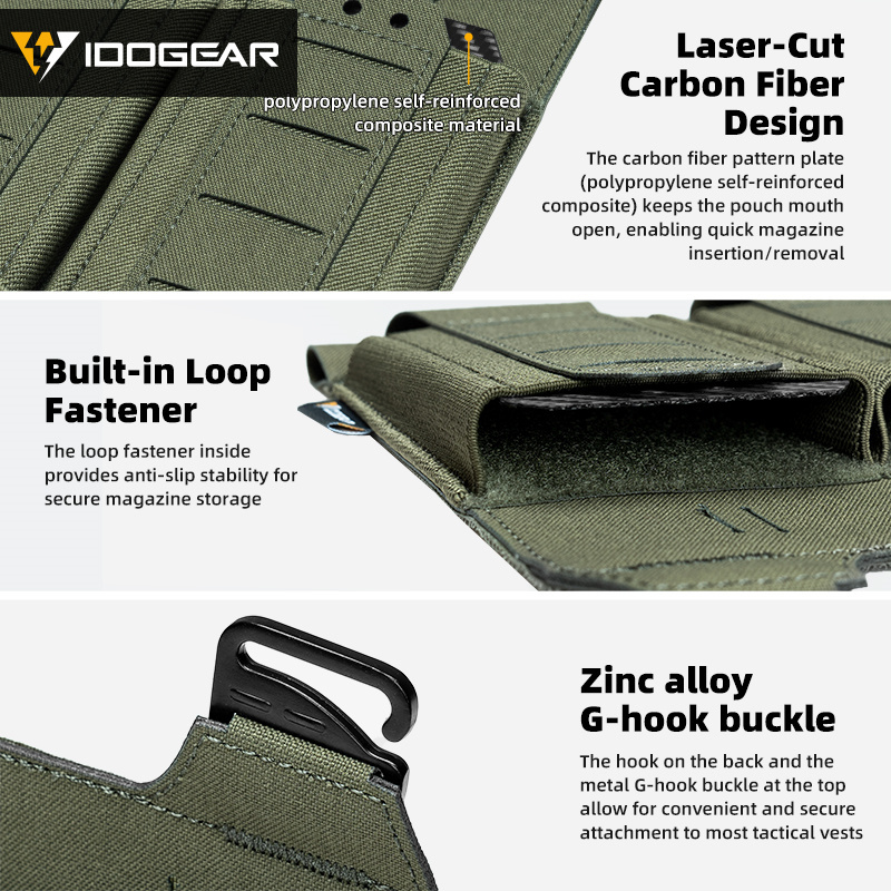 IDOGEAR Tactical 556 Triple Mag Pouch G-hook Buckle 35134