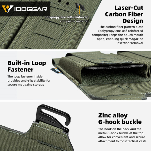 IDOGEAR Tactical 556 Triple Mag Pouch G-hook Buckle for Outdoor 35134