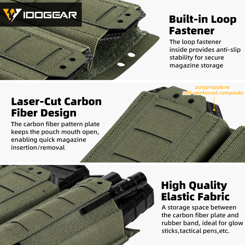IDOGEAR Tactical Triple Mag Pouch Storage Rigid MOLLE System Sturdy 556 Triple Mag Holder 35136