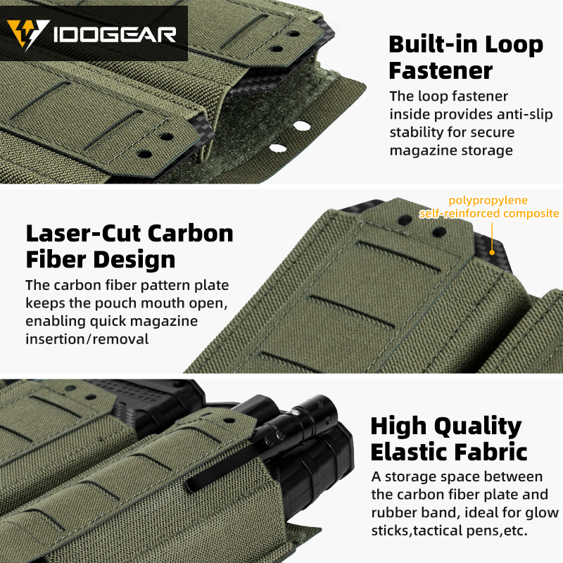 IDOGEAR Tactical Triple Mag Pouch Storage Rigid MOLLE System Sturdy 556 Triple Mag Holder 35136