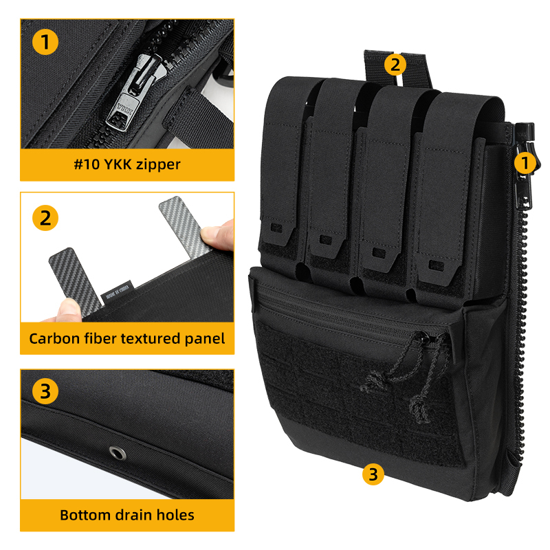 IDOGEAR Multi-functional Back Panel Bag Outdoor Tool Quick Access MOLLE Utility with Utility Zipper  (NO.35141)