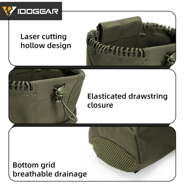 IDOGEAR Multi-Purpose Dump Pouch Foldable Recycling Pouch with Laser-Cut MOLLE System for Outdoor 35145