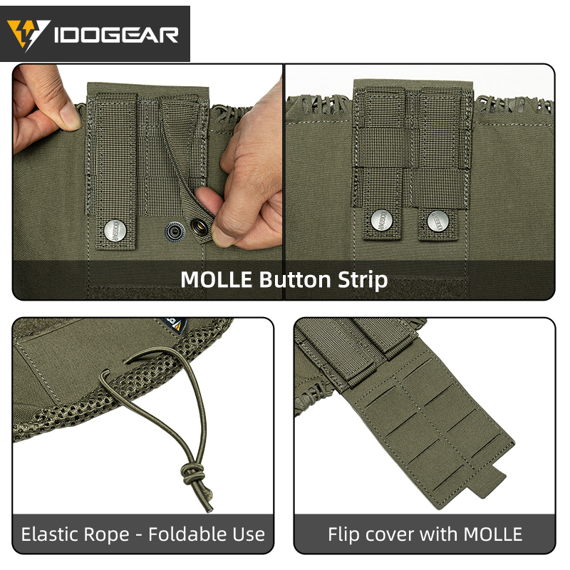 IDOGEAR Multi-Purpose Dump Pouch Foldable Recycling Pouch with Laser-Cut MOLLE System for Outdoor 35145