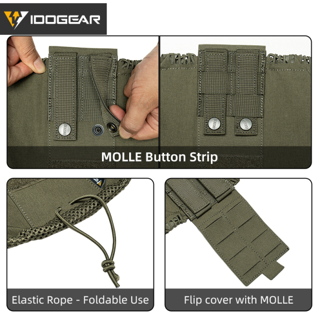 IDOGEAR Multi-Purpose Dump Pouch Foldable Recycling Pouch with Laser-Cut MOLLE System for Outdoor 35145