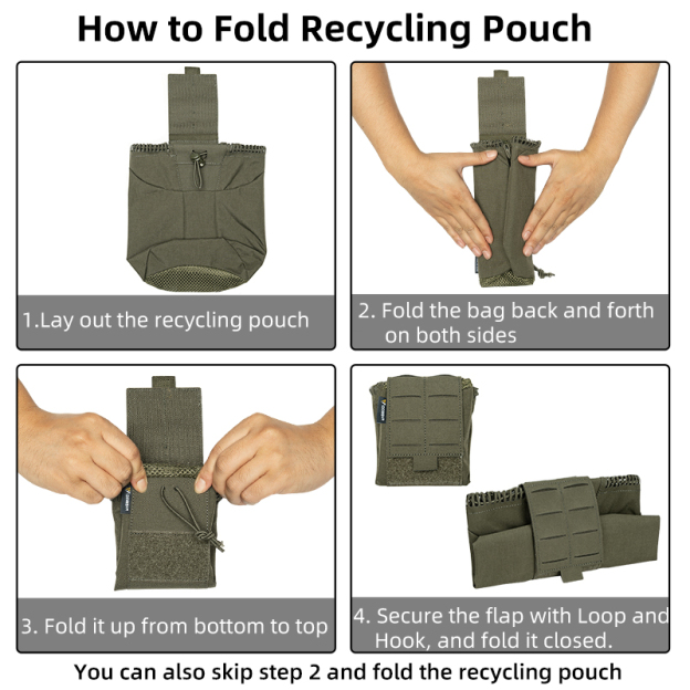 IDOGEAR Multi-Purpose Dump Pouch Foldable Recycling Pouch with Laser-Cut MOLLE System for Outdoor 35145