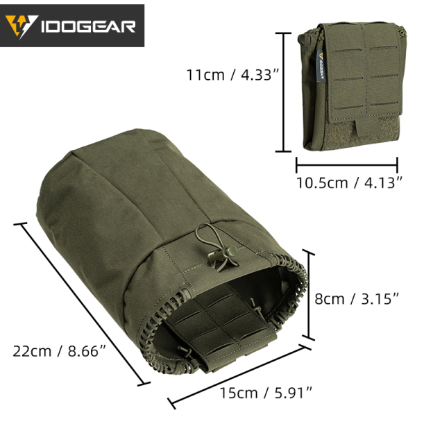IDOGEAR Multi-Purpose Dump Pouch Foldable Recycling Pouch with Laser-Cut MOLLE System for Outdoor 35145