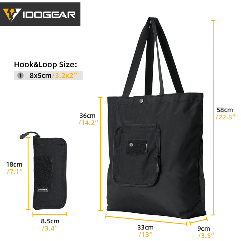 IDOGEAR Handbag Foldable Shoulder bag with Detachable Hook&Loop Pouch Gym  Daily Outdoor Sports Bag 35146