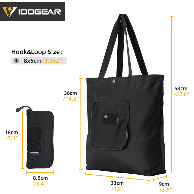 IDOGEAR Handbag Foldable Shoulder bag with Detachable Hook&Loop Pouch Gym  Daily Outdoor Sports Bag 35146