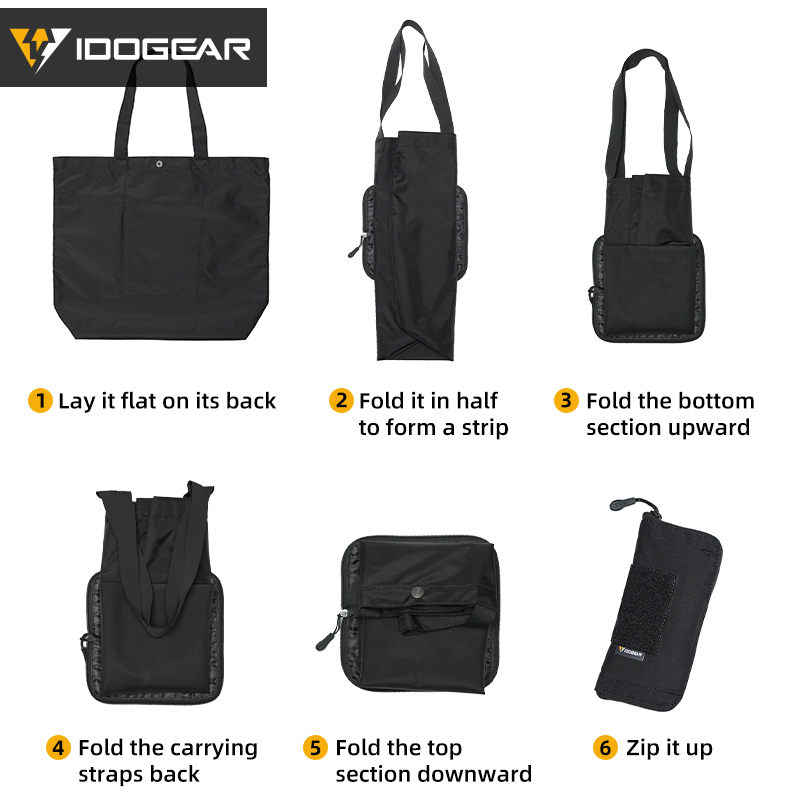 IDOGEAR Handbag Foldable Shoulder bag with Detachable Hook&Loop Pouch Gym  Daily Outdoor Sports Bag 35146