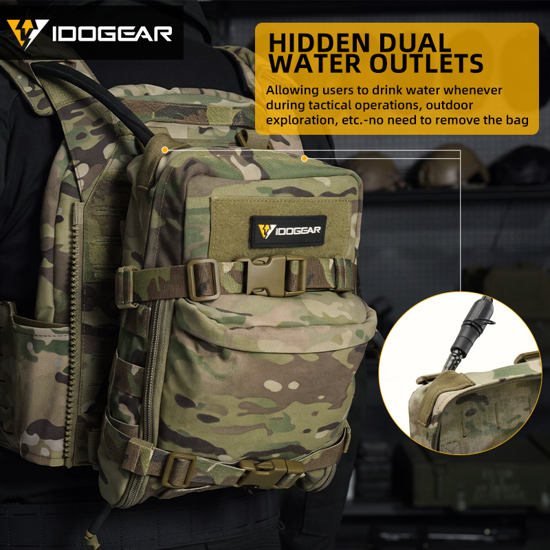 IDOGEAR Hydration Backpack with Hidden Water Outlet MOLLE Compatible Bag 3530
