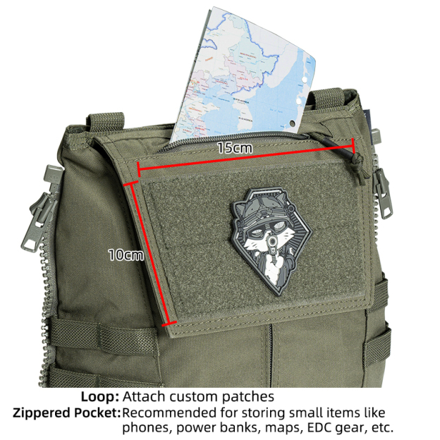 IDOGEAR Outdoor Zip-on Panel Pouch with Zipper Adapter Vest Connection 3531-2Pack