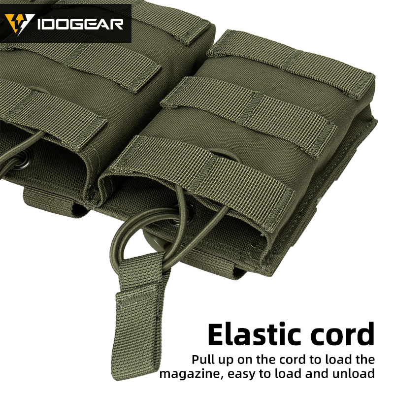 IDOGEAR Triple Mag Pouch 5.56mm MOLLE Open-Top Magazine Pouch Triple Tactical Mag Holder for M4/M16/AR Series Magazine 500D Nylon 3547