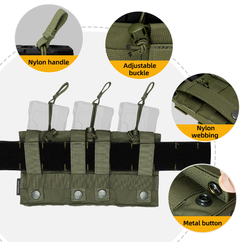 IDOGEAR Triple Mag Pouch 5.56mm MOLLE Open-Top Magazine Pouch Triple Tactical Mag Holder for M4/M16/AR Series Magazine 500D Nylon 3547
