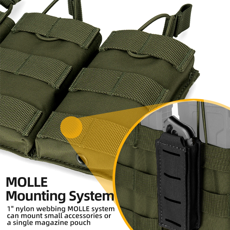 IDOGEAR Triple Mag Pouch 5.56mm MOLLE Open-Top Magazine Pouch Triple Tactical Mag Holder for M4/M16/AR Series Magazine 500D Nylon 3547