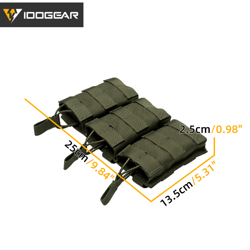 IDOGEAR Triple Mag Pouch 5.56mm MOLLE Open-Top Magazine Pouch Triple Tactical Mag Holder for M4/M16/AR Series Magazine 500D Nylon 3547