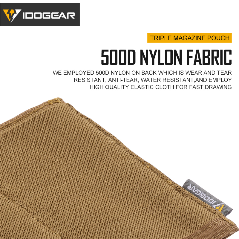 IDOGEAR Triple Mag Pouch Elastic Molle Carrier for M4/M16/AR Mag 3555