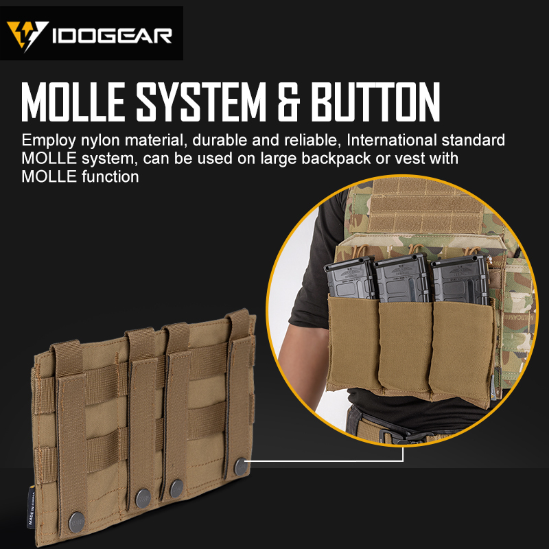 IDOGEAR Triple Mag Pouch Elastic Molle Carrier for M4/M16/AR Mag 3555