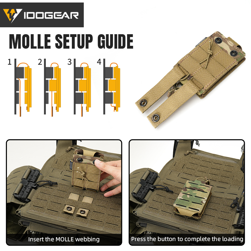 IDOGEAR Single Storage Pouch Laser Cut MOLLE Quick Access Holder for Outdoor EDC 3566