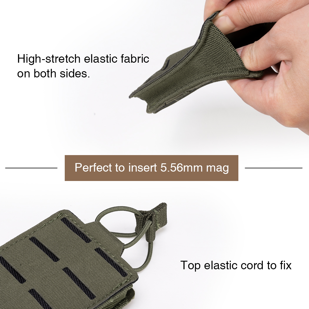 IDOGEAR Tactical LSR 556 Mag Pouch Single Mag Carrier MOLLE Pouch Laser Cut Tool Bags 3566