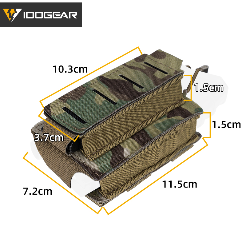 IDOGEAR Tactical LSR 9mm 5.56 Mag Pouch Double Mag Carrier MOLLE Pouch Laser Cut 3569
