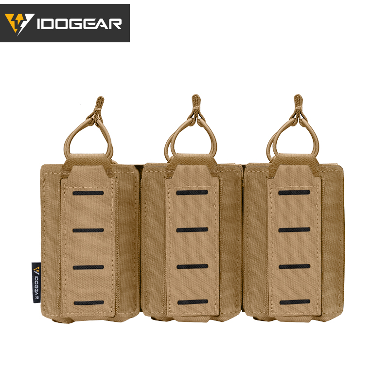 IDOGEAR Tactical 556 Triple Mag Pouch 9mm Mag Carries LSR MOLLE Pouch Laser Cut 3570