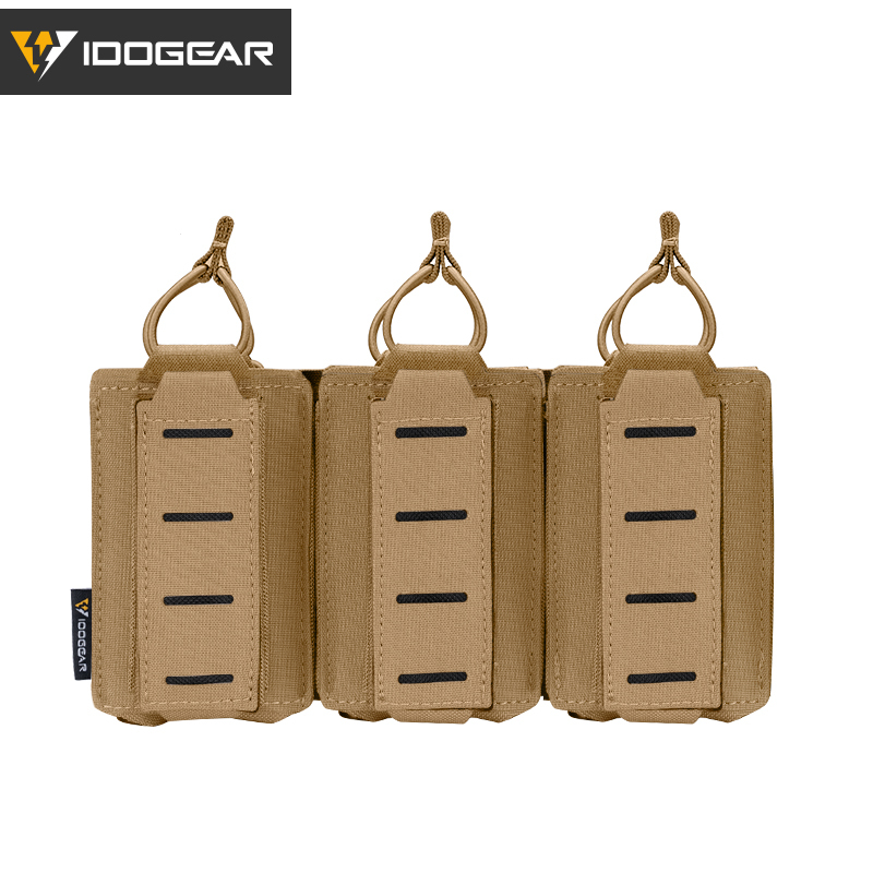 IDOGEAR Tactical 556 Triple Mag Pouch 9mm Mag Carries LSR MOLLE Pouch Laser Cut 3570