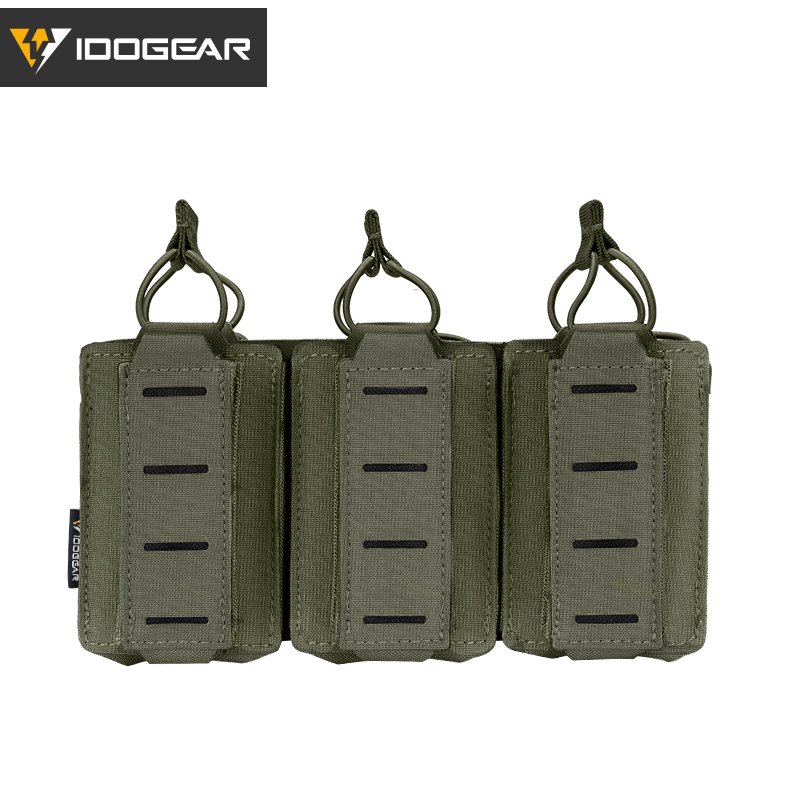 IDOGEAR Tactical 556 Triple Mag Pouch 9mm Mag Carries LSR MOLLE Pouch Laser Cut 3570