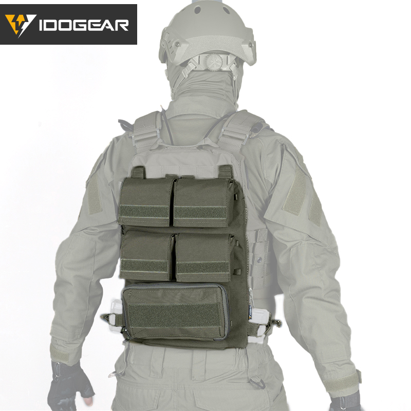 IDOGEAR Tactical Pouch With Zip on Panel YKK Zipper Hiking Hydration Backpack 3573