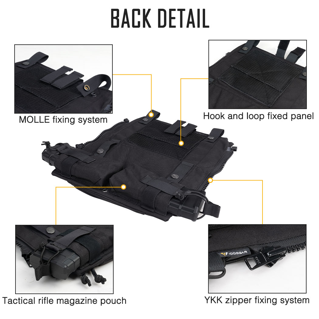 IDOGEAR Tactical Pouch With Zip on Panel YKK Zipper Hiking