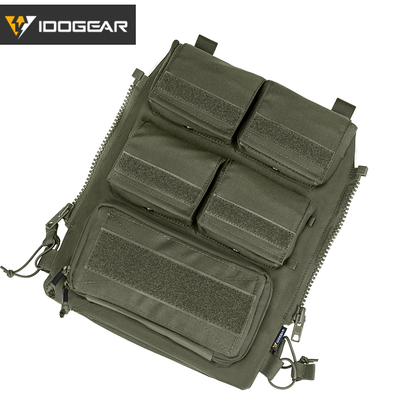 IDOGEAR Tactical Pouch With Zip on Panel YKK Zipper Hiking Hydration Backpack 3573